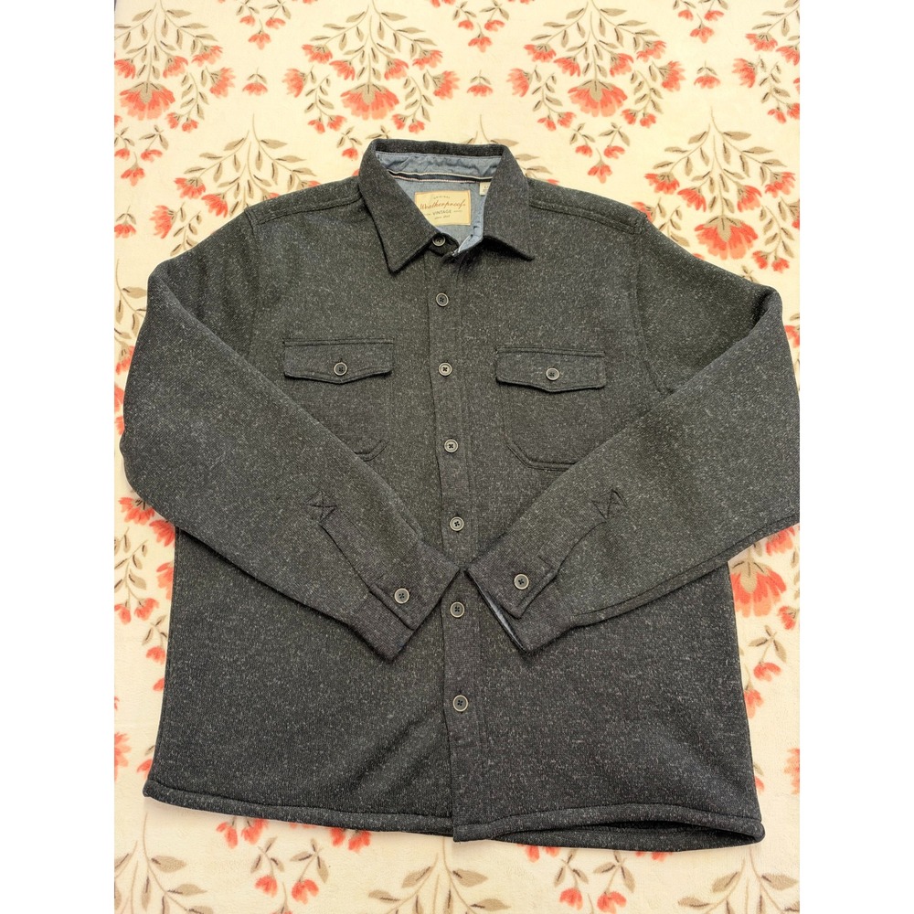 Weatherproof Vintage Mens Charcoal Gray Faux Shearling Lined Shirt Jacket L